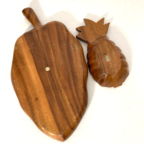 VINTAGE Monkey Pod Leaf Tray & Pineapple Bowl - Picture 9 of 10